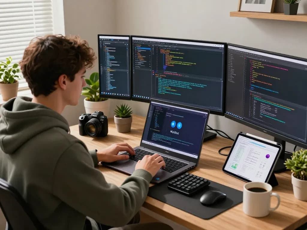 Moltbot personal AI assistant in a tech-savvy workspace enhancing productivity through task automation.