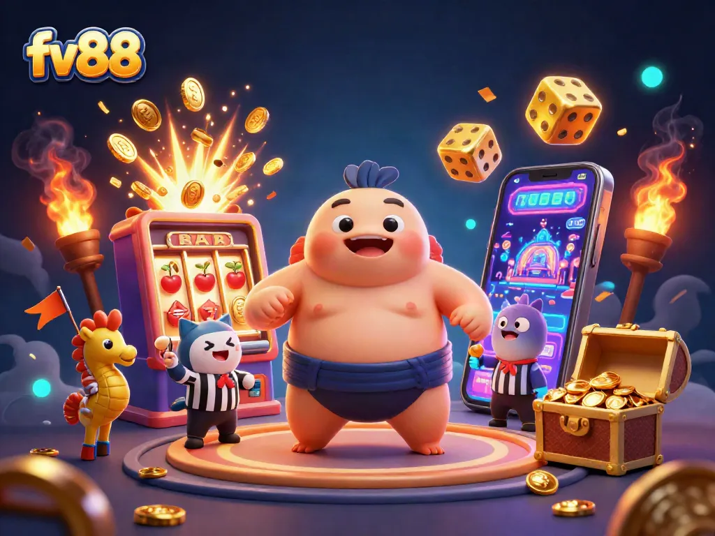 Engage with the exciting world of fv88, featuring a colossal fugu in a casino undersea spectacle with vibrant game symbols.