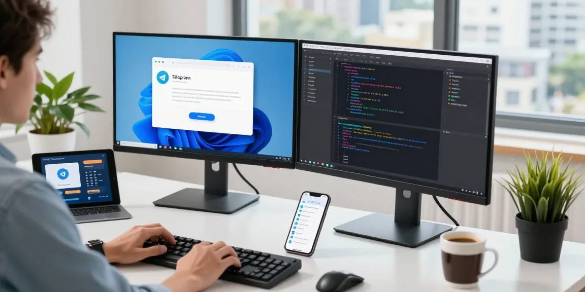 Discover the seamless user experience of Telegram Download in a tech workspace.
