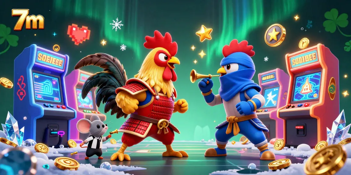 Experience thrilling 7m action as cartoon fighting roosters battle in a vibrant casino game.