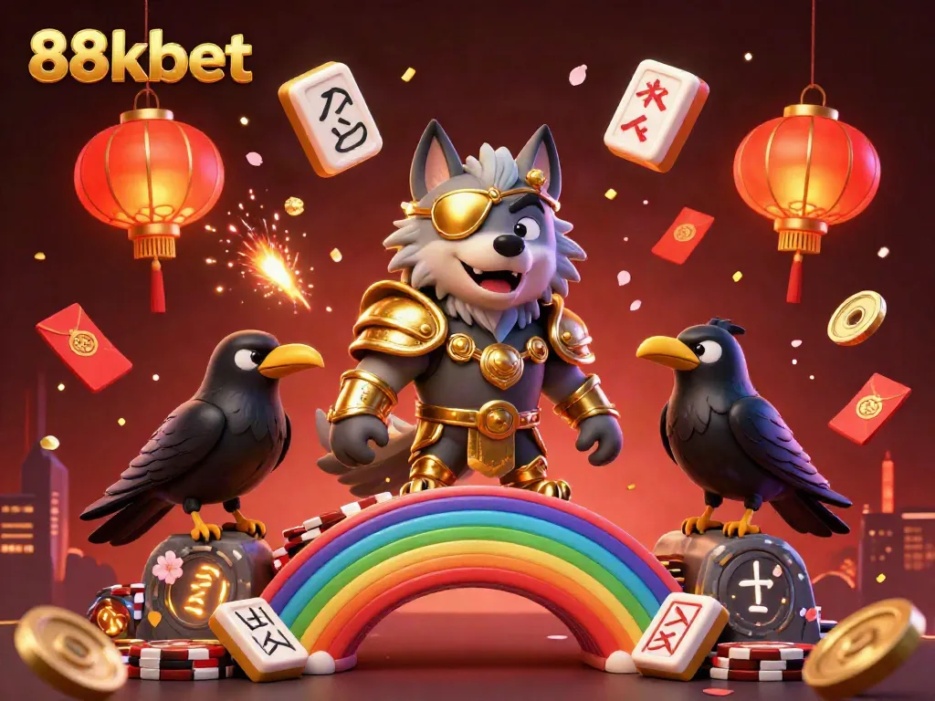 Experience the thrill of 88kbet with a vibrant Norse-inspired casino illustration featuring Odin and his ravens.