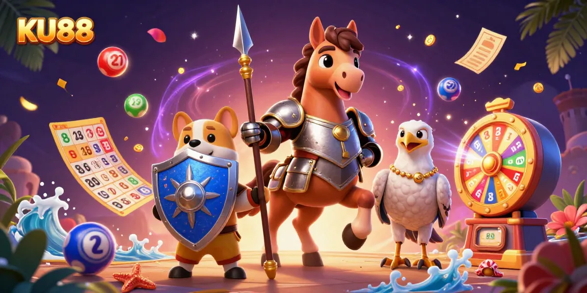 Experience the thrilling KU88 casino world with prizes and excitement in a vibrant 3D scene.