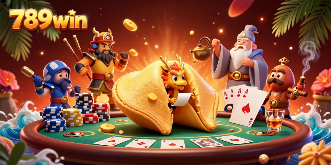 Immerse in the gaming thrill at 789win with a vibrant fortune cookie scene and poker dynamics.
