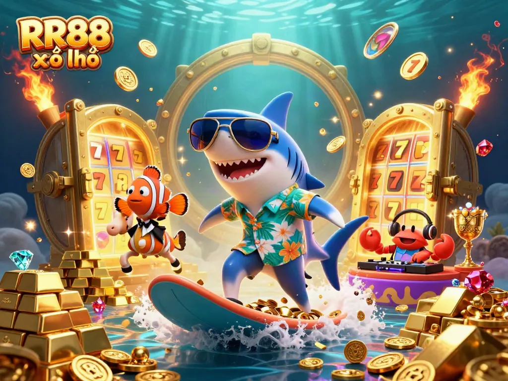 Engage in thrilling RR88 xổ số with exciting slot elements and vibrant underwater characters.