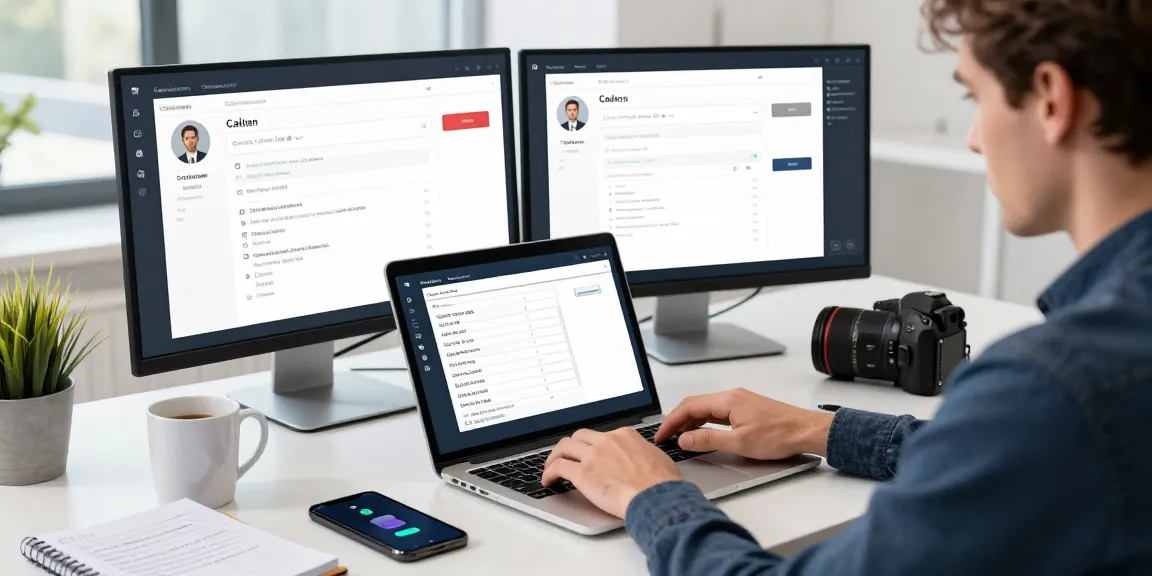 Phone number lookup in a modern office with caller details and UK area codes.