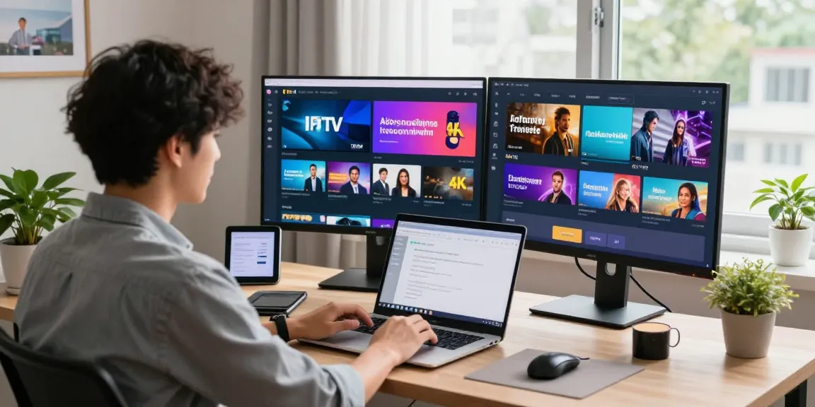Trusted IPTV reseller uk setup in a professional home office environment, exemplifying local service quality.