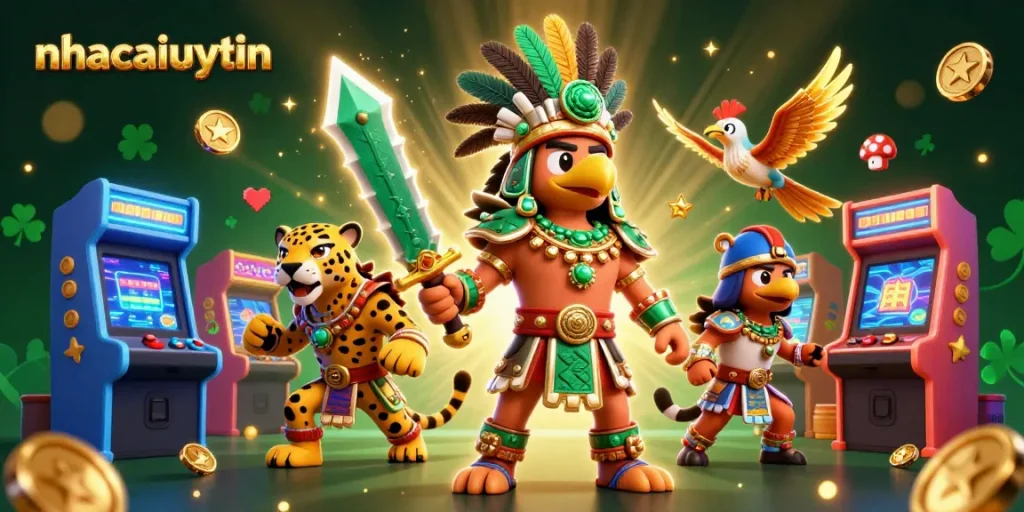 Engage with nhacaiuytin in this vibrant 3D casino scene showcasing immersive gaming elements.