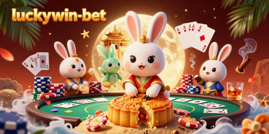 Experience thrilling poker action with luckywin-bet in a vibrant lunar casino scene