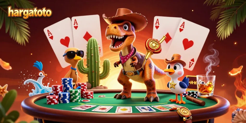 Experience thrilling gameplay at hargatoto with an engaging 3D casino illustration.