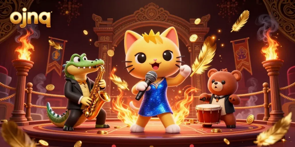 Enjoy thrilling games with ojnq featuring lively characters in a vibrant casino environment.