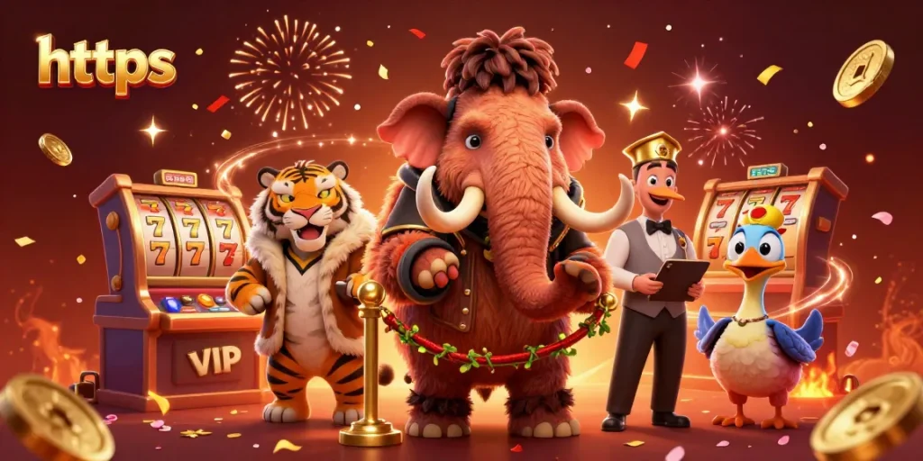 Experience thrilling gameplay at https with rich casino elements like slot reels and gold coins.
