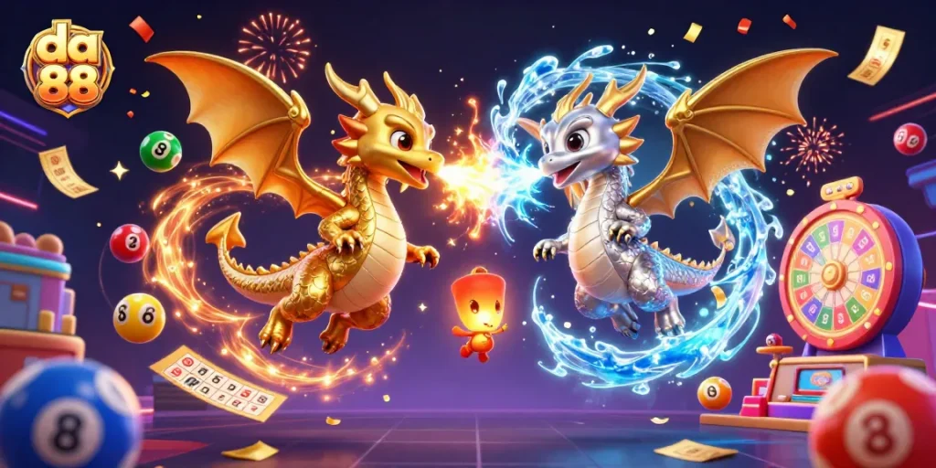 Engage with exciting da 88 casino games surrounded by colorful lottery elements.
