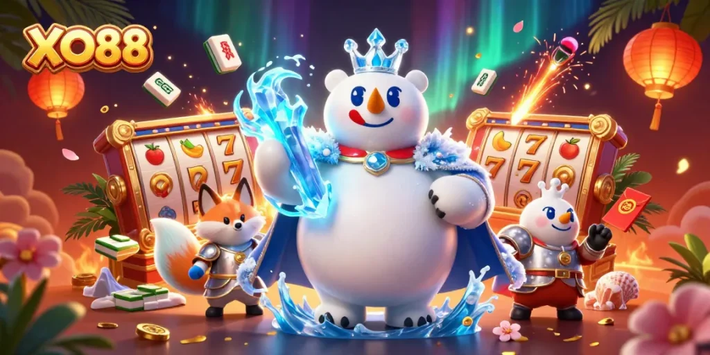 Engage in exhilarating gameplay at XO88 with dynamic slot reels and stunning casino elements.