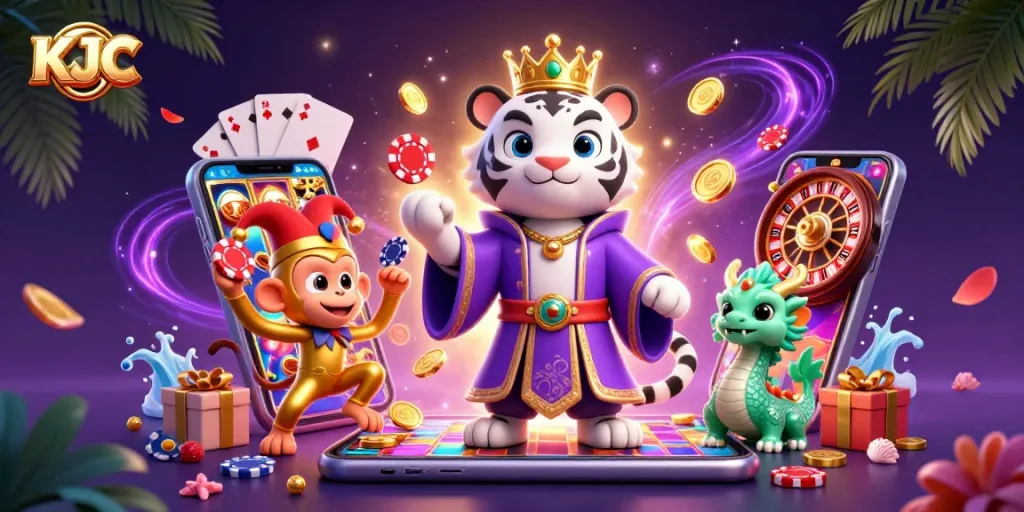Experience KJC's thrilling casino atmosphere with vibrant characters and dynamic gaming elements.