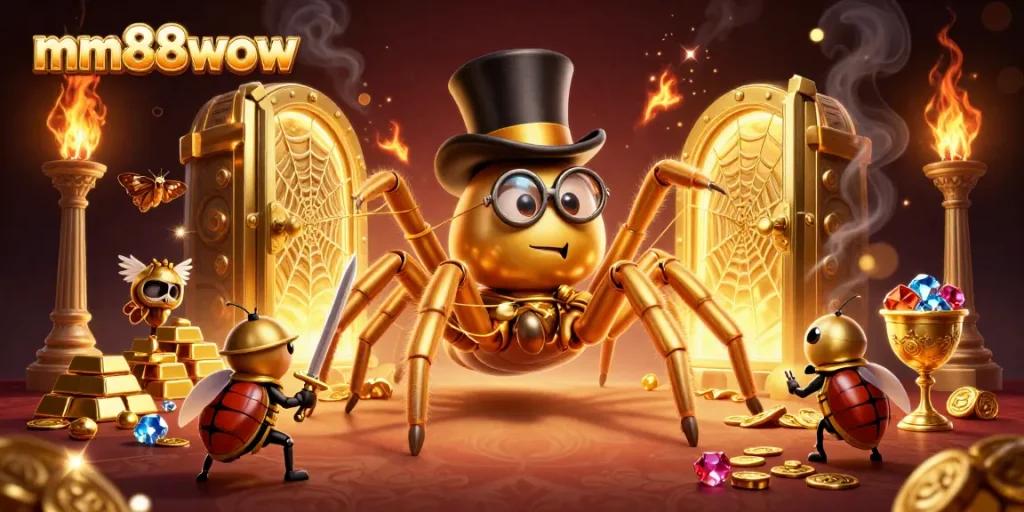Engage with mm88wow's thrilling casino adventure in a rich 3D illustration filled with excitement.