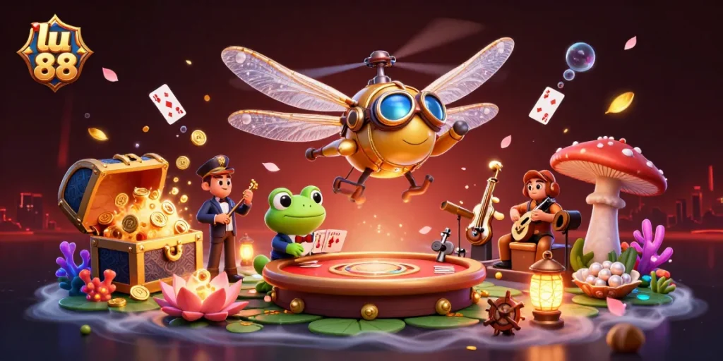lu 88 players winning big in a vibrant 3D casino scene filled with excitement