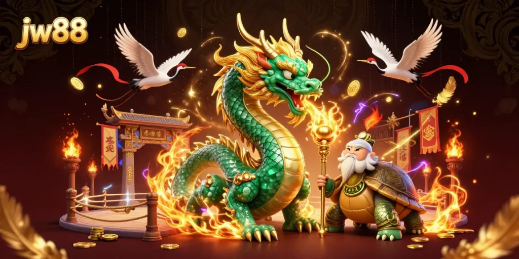 Experience thrilling gaming at jw88 featuring diverse games with golden symbols and dynamic characters.