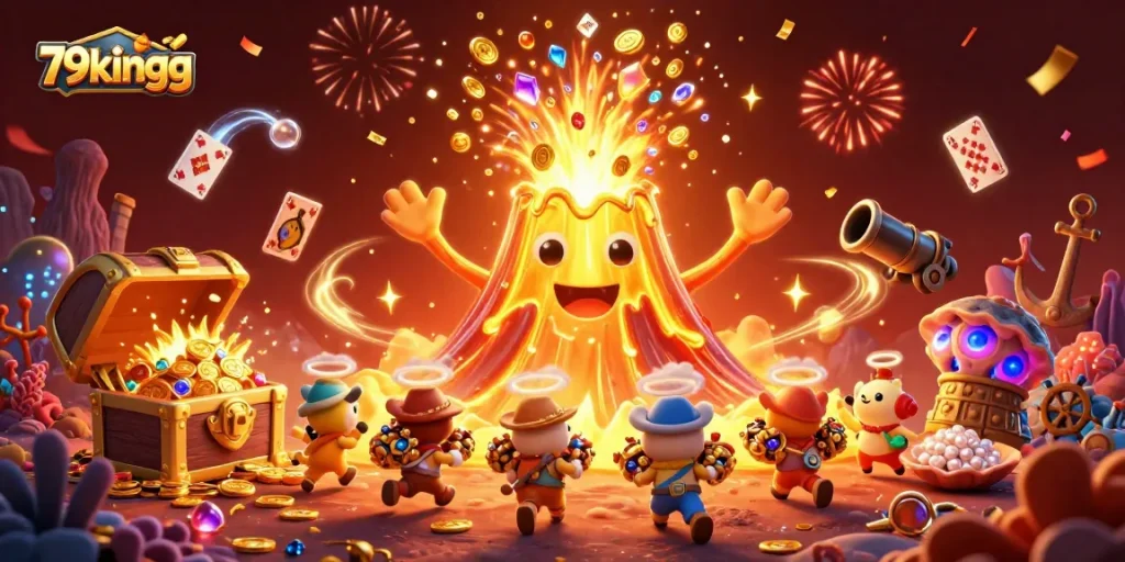 Spin to win at 79kingg and discover treasure erupting from a golden volcano!