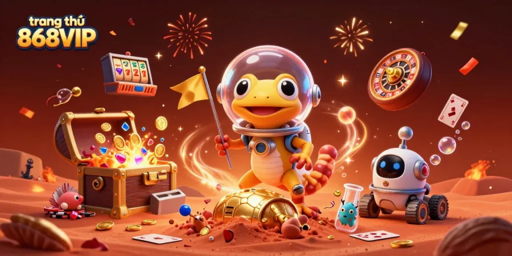 Experience fun with the winning opportunities at trang chủ 868VIP with vibrant 3D casino artwork.
