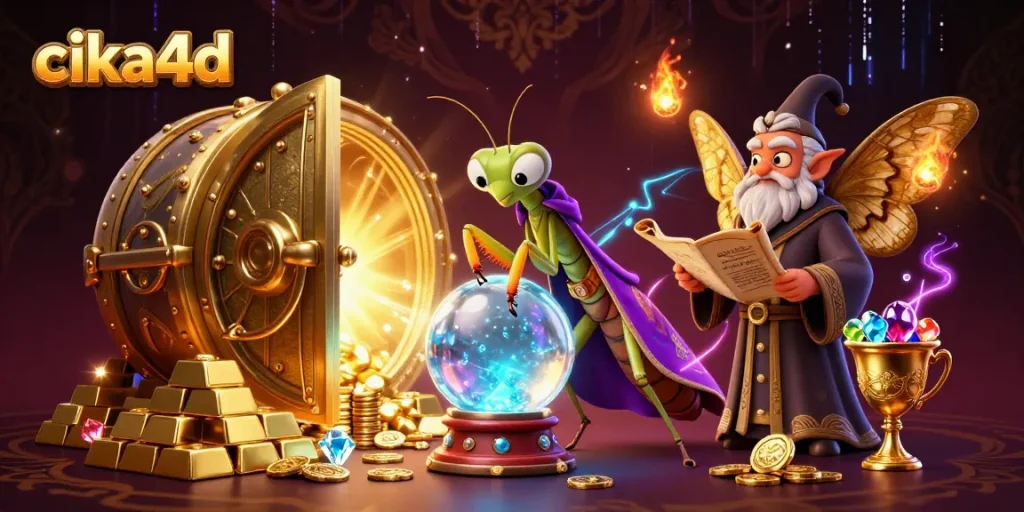 Engage in thrilling gaming experiences with cika4d, where a mystical fortune teller reveals secrets in a vibrant casino.