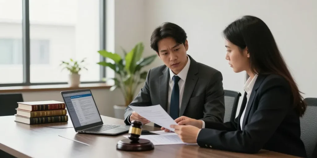 Lawyer advising client about legal travel risks, according to legal experts.