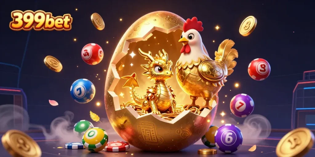 Engage with 399bet's thrilling entertainment featuring a golden dragon and poker chips in a vibrant, dynamic casino setting.
