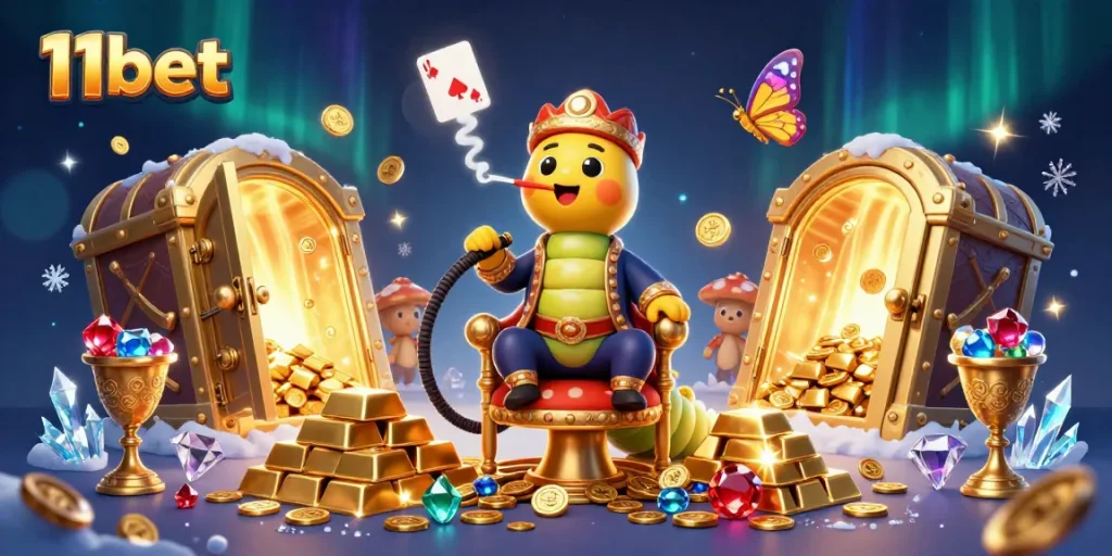 Win big at 11bet with this vibrant 3D casino-themed illustration showcasing dynamic gameplay elements.