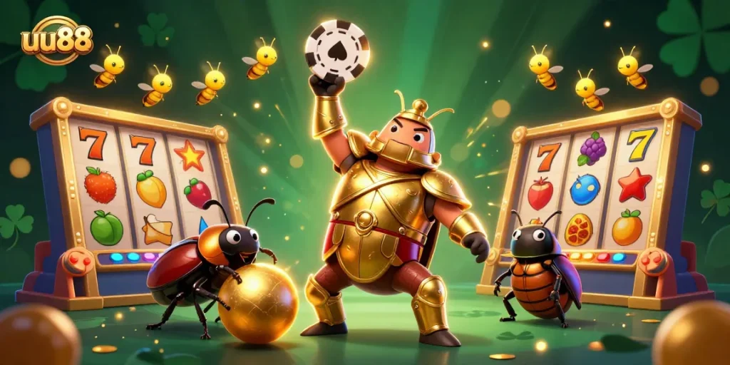 Experience the thrill of uu88 casino games with dazzling characters celebrating a jackpot win.