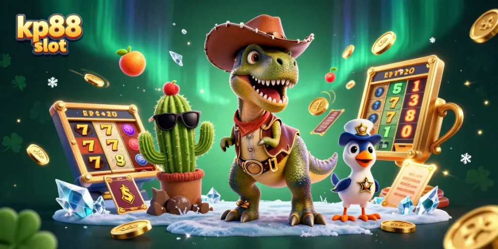 Experience exciting gameplay with kp88 slot featuring a cowboy dinosaur and slot elements.