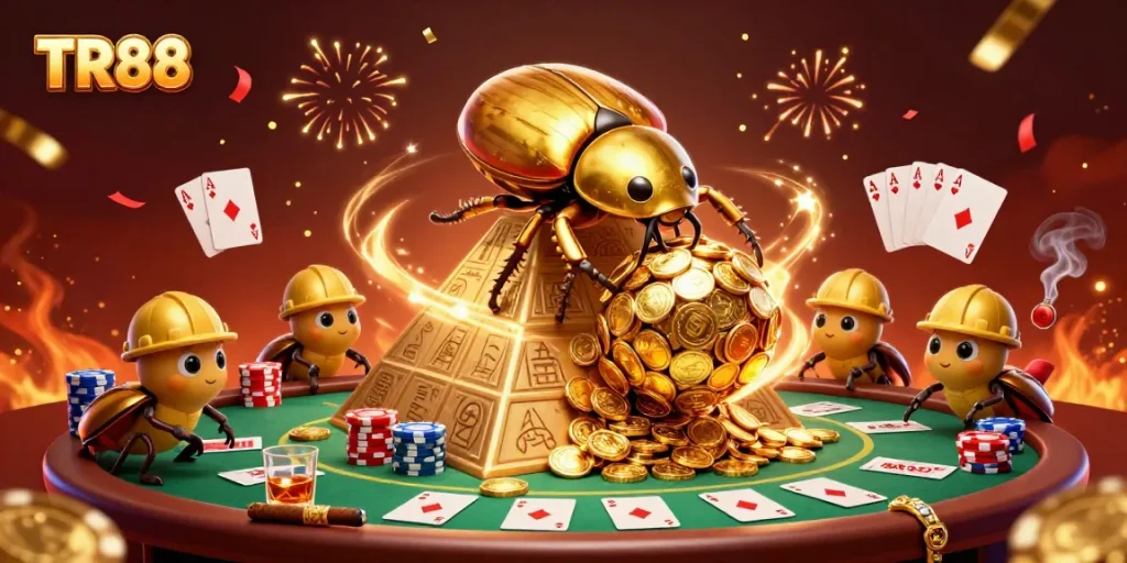 Engage in thrilling gameplay at TR88 with vibrant cartoon elements showcasing casino excitement.