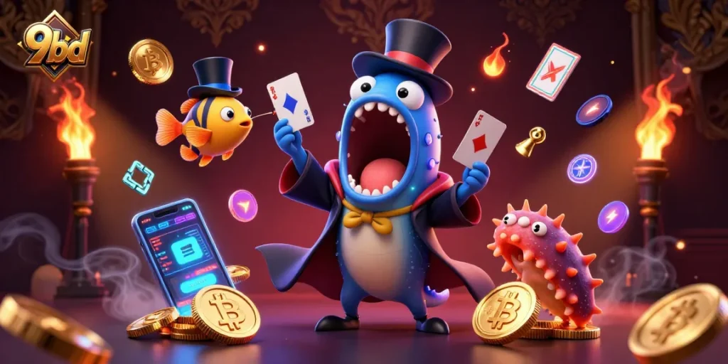 Experience exciting card tricks at 9bd with magical underwater characters and crypto elements.