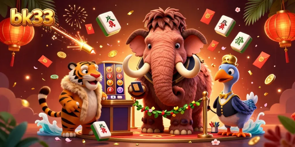 Experience thrilling gameplay at bk33 with a lively casino scene featuring vibrant characters and captivating game elements.